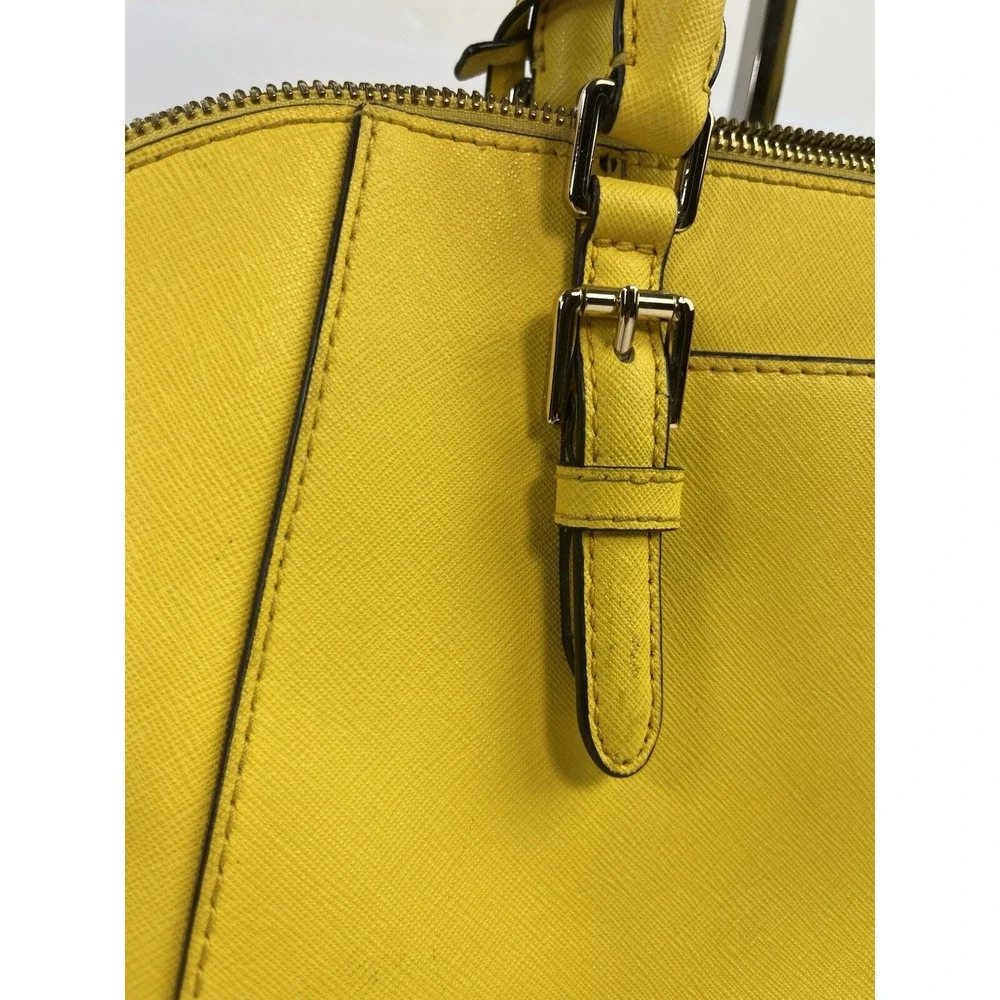 Michael Kors Ciara Large Saffiano Leather Top Zip Satchel Tote Bright Yellow